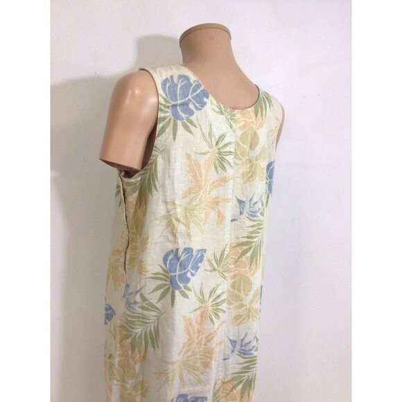 Jane Ashley Floral Linen Maxi Dress Resortwear Womens Medium - Picture 3 of 6
